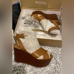 Michael Kors Brown Leather Wedges